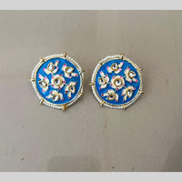 India Arts Meenakari Kundan Stone And Pearl Classic Stud Earrings (Pack of 3) (Pack of 3)