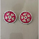 India Arts Meenakari Kundan Stone And Pearl Classic Stud Earrings (Pack of 3) (Pack of 3)