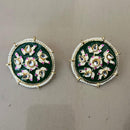 India Arts Meenakari Kundan Stone And Pearl Classic Stud Earrings (Pack of 3) (Pack of 3)