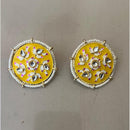 India Arts Meenakari Kundan Stone And Pearl Classic Stud Earrings (Pack of 3) (Pack of 3)