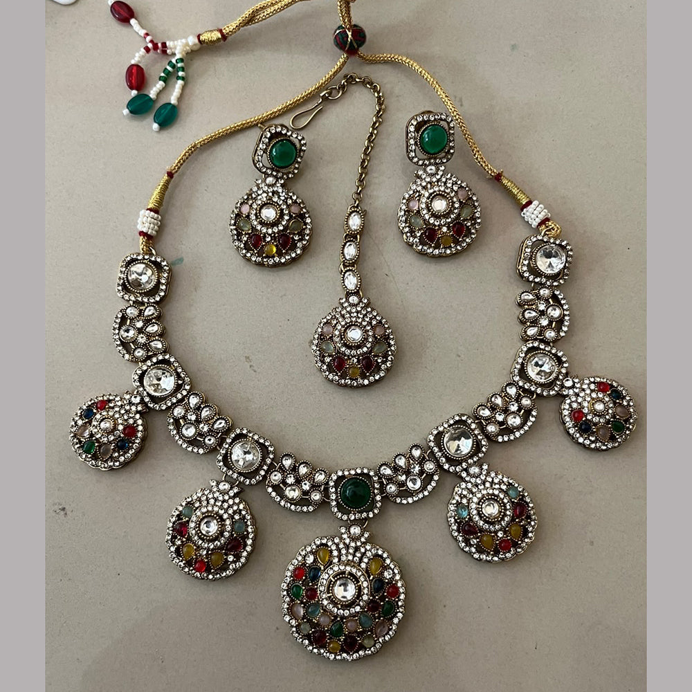 India Art Premium Pota Stone And Beads Traditional Necklace Set