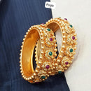 Pooja Bangles Gold Plated Pota Stone Bangles Set