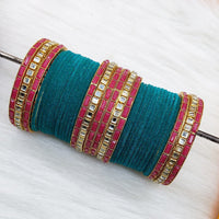 Pooja Bangles Gold Plated Mirror And Velvet  Bangles Set
