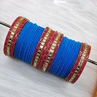 Pooja Bangles Gold Plated Mirror And Velvet  Bangles Set
