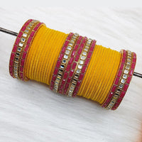 Pooja Bangles Gold Plated Mirror And Velvet  Bangles Set