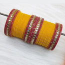 Pooja Bangles Gold Plated Mirror And Velvet  Bangles Set