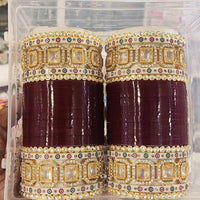 Pooja Bangles Gold Plated Austrian Stone Acrylic Bangles Set