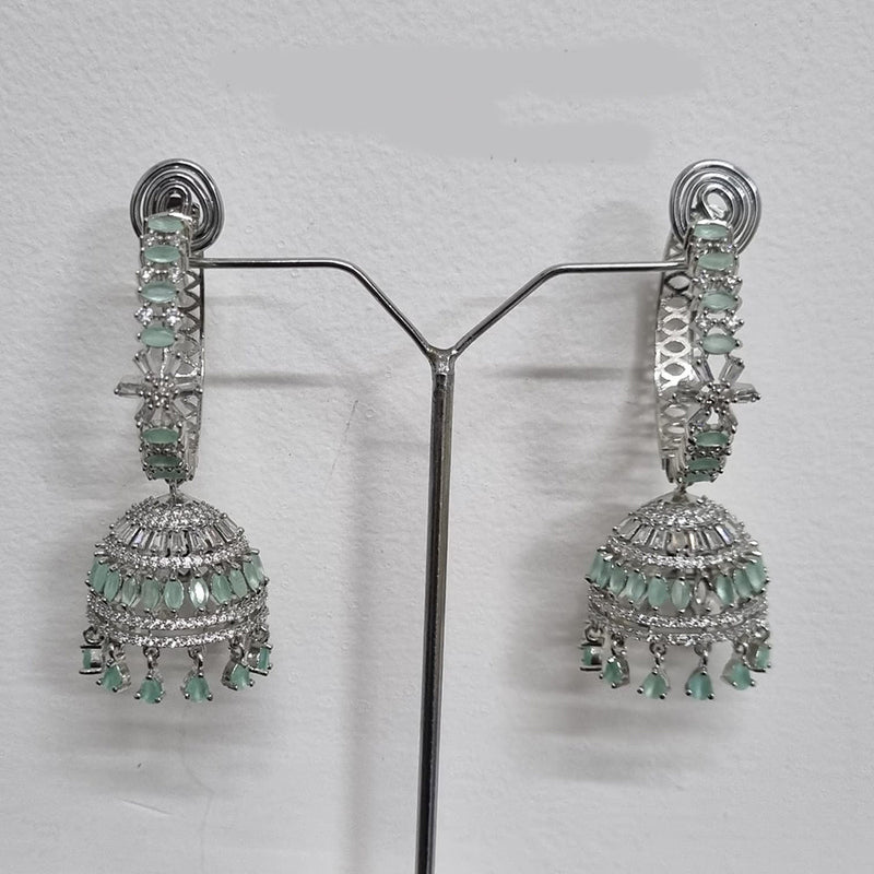Pooja Bangles Silver Plated AD Jhumki Earrings