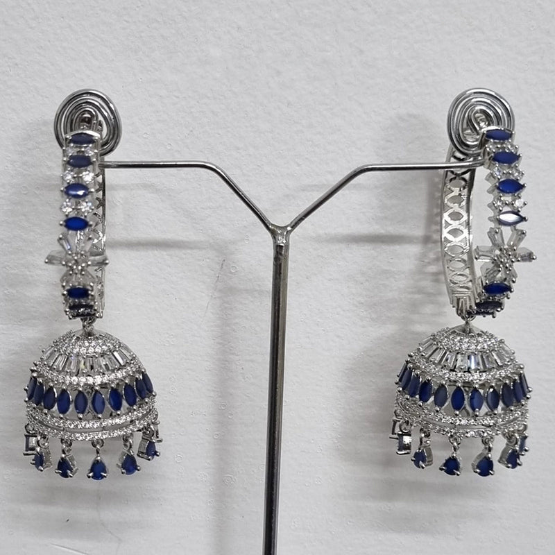 Pooja Bangles Silver Plated AD Jhumki Earrings