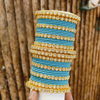 Pooja Bangles Gold Plated  Austrian Stone Bangle Set