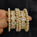 Pooja Bangles Gold Plated Austrian Stone And Pearl Bangles Set
