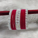 Pooja Bangles Sliver Plated Austrian Stone And Velvet Bangles Set