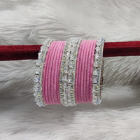 Pooja Bangles Sliver Plated Austrian Stone And Velvet Bangles Set