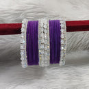 Pooja Bangles Sliver Plated Austrian Stone And Velvet Bangles Set