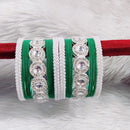 Pooja Bangles Silver Plated Austrian Stone And Velvet Bangles Set