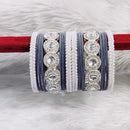 Pooja Bangles Silver Plated Austrian Stone And Velvet Bangles Set