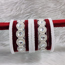 Pooja Bangles Silver Plated Austrian Stone And Velvet Bangles Set