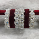 Pooja Bangles Silver Plated Austrian Stone And Velvet Bangles Set