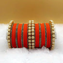 Pooja Bangles Gold Plated Austrian Stone Pearl Bangle Set
