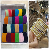 Pooja Bangles Multi Color Velvet Bangle Set