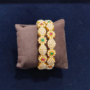 Pooja Bangles Gold Plated Crystal Stone And Pearls Bangles Set