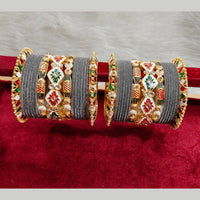 Pooja Bangles Gold Plated Kundan Stone And Velvet Bangles Set