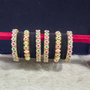 Pooja Bangles Gold Plated Pota Stone And Pearls Velvet Bangles Set