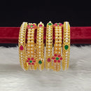 Pooja Bangles Gold Plated Pota Stone And Pearls Bangles Set