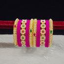 Pooja Bangles Gold Plated Pota Stone And Pearls Velvet Bangles Set