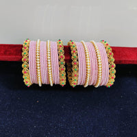Pooja Bangles Gold Plated Pearls Velvet Bangles Set