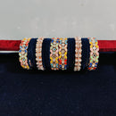 Pooja Bangles Rose Gold Plated Crystal Stone And Mirror Velvet Bangles Set
