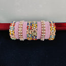 Pooja Bangles Rose Gold Plated Crystal Stone And Mirror Velvet Bangles Set