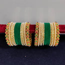 Pooja Bangles Gold Plated Pearls Velvet Bangles Set