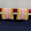 Pooja Bangles Gold Plated Pearls Velvet Bangles Set
