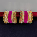 Pooja Bangles Gold Plated Pearls Velvet Bangles Set