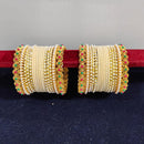 Pooja Bangles Gold Plated Pearls Velvet Bangles Set