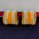 Pooja Bangles Gold Plated Pearls Velvet Bangles Set