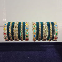 Pooja Bangles Gold Plated Kundan Stone Velvet Bangles Set