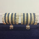Pooja Bangles Gold Plated Kundan Stone And Pearls Velvet Bangles Set