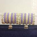 Pooja Bangles Gold Plated Kundan Stone And Pearls Velvet Bangles Set
