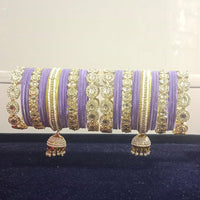 Pooja Bangles Gold Plated Kundan Stone And Pearls Velvet Bangles Set