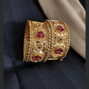 Pooja Bangles Gold Plated Pota Stone Bangle Set