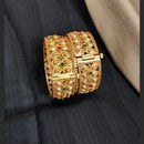 Pooja Bangles Gold Plated Pota Stone Bangle Set