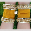Pooja Bangles Gold Plated Mirror  And Velvet Bangles Set