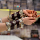Pooja Bangles Gold Plated Mirror Acrylic Bangles Set