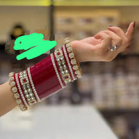 Pooja Bangles Gold Plated Kundan Stone Acrylic Bangles Set