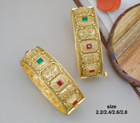 Pooja Bangles Gold Plated Pota Stone Openable Bangle Set