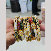 Pooja Bangles Gold Plated Austrian Stone Meenakari Bangles Set