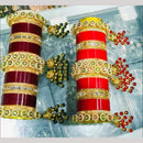 Pooja Bangles Gold Plated Austrian Stone And Beads Acrylic Bangles Set