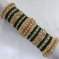 Pooja Bangles Gold Plated Kundan Stone And Pearls Bridal Chura Bangle Set